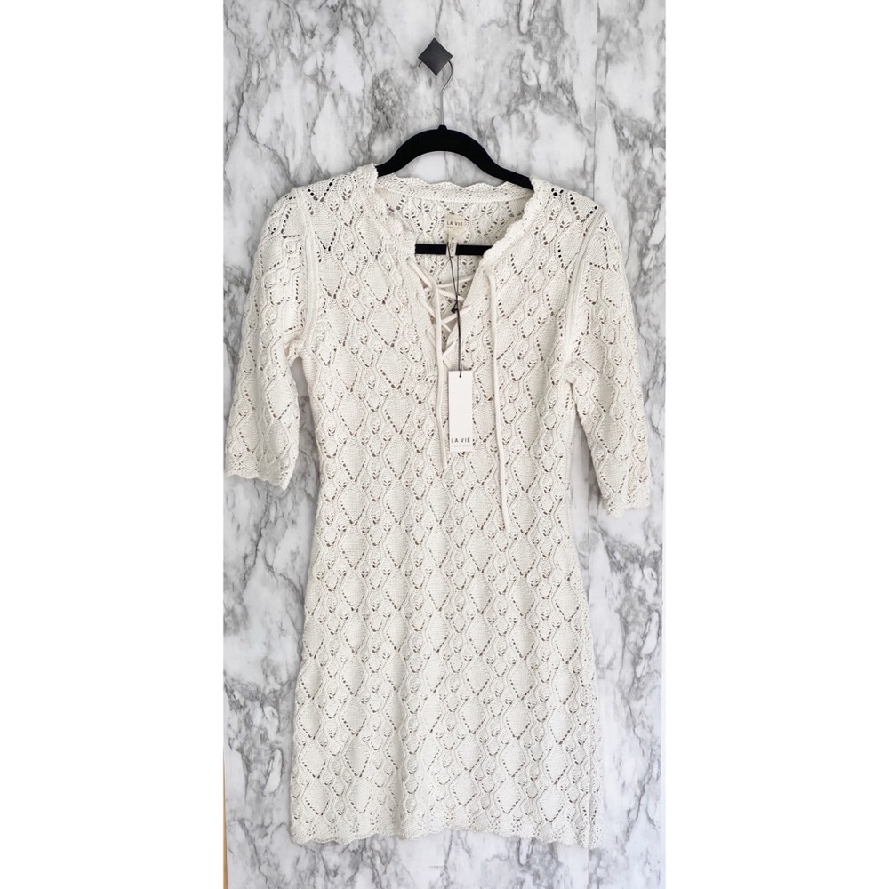 Rebecca Taylor La Vie diamond Crochet dress M NWT